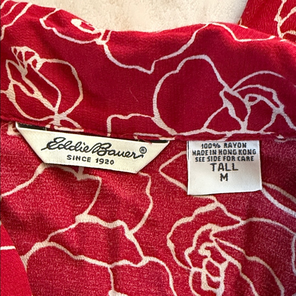 Eddie Bauer Red Floral Dress with Pockets - Picture 2 of 2